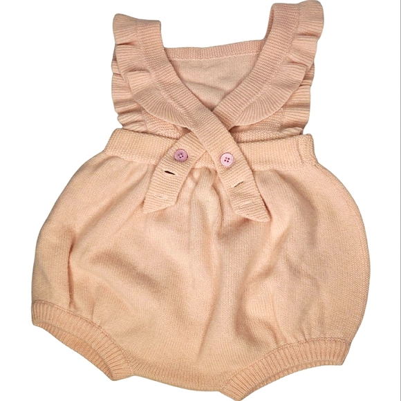 Cashmere 4 Ply Ruffled Romper Adjustable Straps Luxury Cottagecore Bloomers Sz 3 - Picture 14 of 16